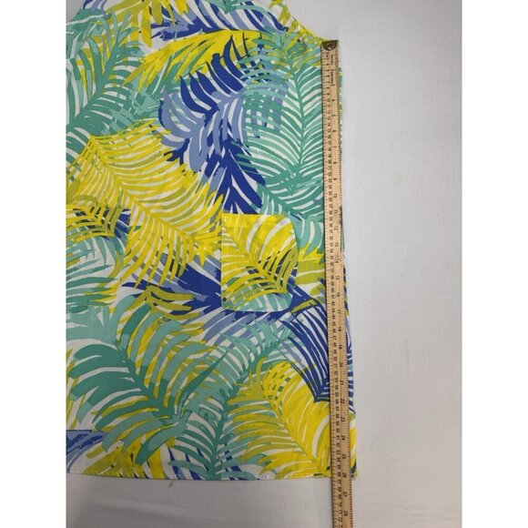 Mud Pie Dress Women’s M Medium Palm Leaf Tropical Pockets Pullover Blue Green - Picture 7 of 16